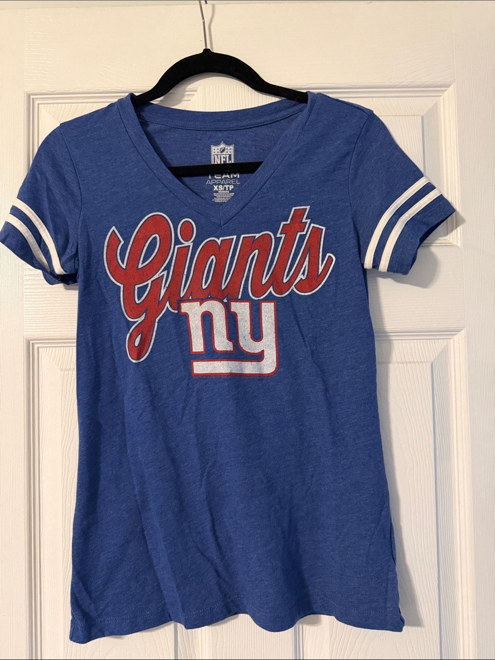 Team Apparel Blue New York Giants Script Tee with Red & White Graphics